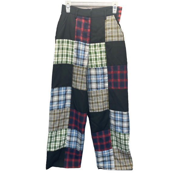 The Ragged Priest Patchwork Plaid High Waisted Wide Leg Pants UK8 US4 Y2K Goth - Picture 1 of 10